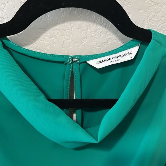 AMANDA UPRICHARD Felicia Long Sleeve Mini Dress, Green Juniper, Size S - Picture 5 of 8